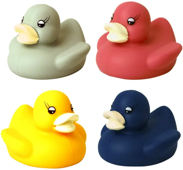 Canards de bain en silicone, rouge, jaune, vert ou bleu - 1 pièce
