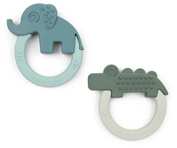 Anneau de dentition 2 pcs Deer friends Vert/Bleu
